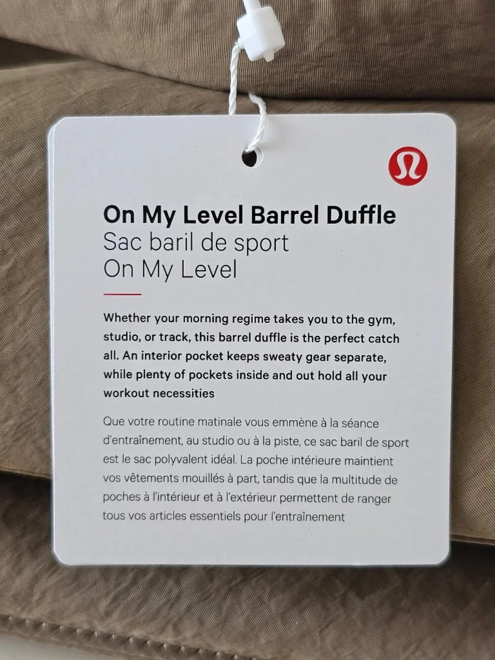 NWT LULULEMON FANB Fawn Brown On My Level Barrel Duffle Duffel Bag One Size OS - Picture 14 of 15